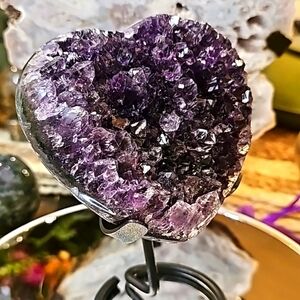 Grape Jelly Purple Amethyst Heart With Agate !! Sparkley! From Uruguay